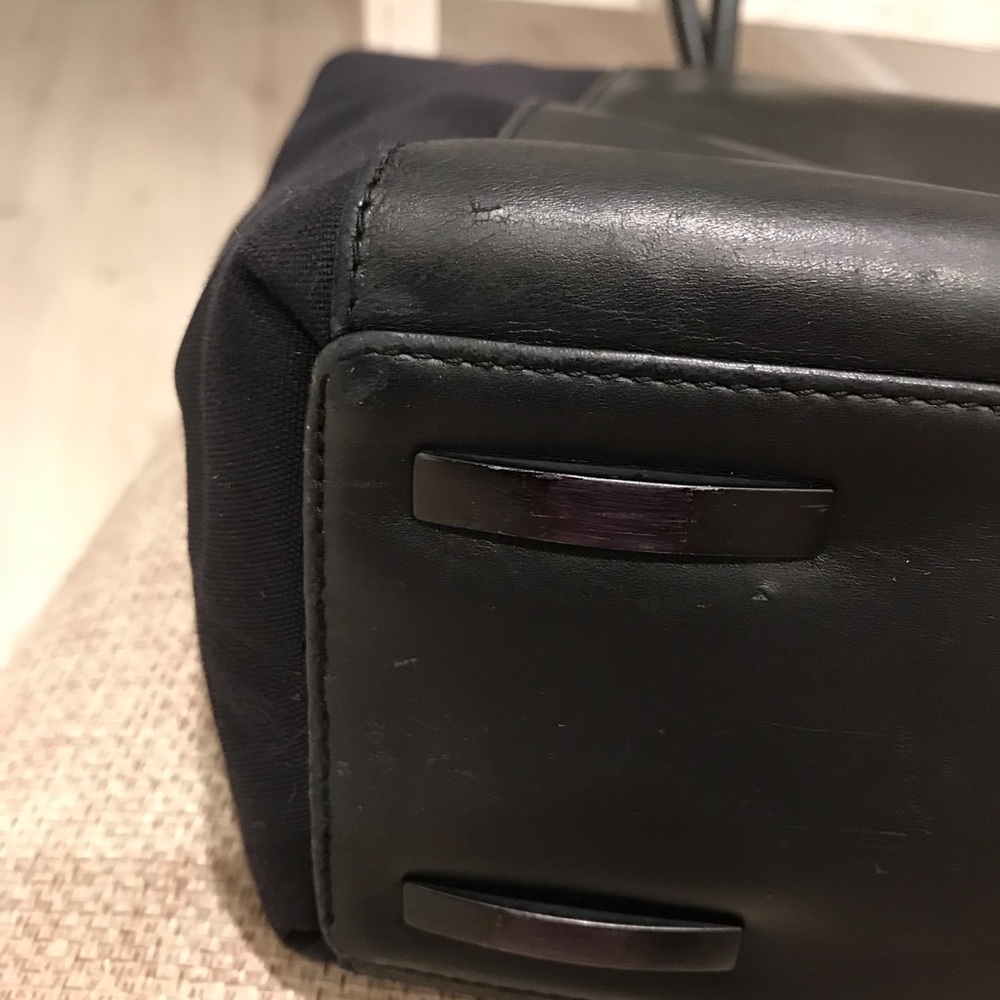TUMI Black Leather & Nylon Large Tote Shoulder Bag Work Travel Laptop Bag - Picture 3 of 13